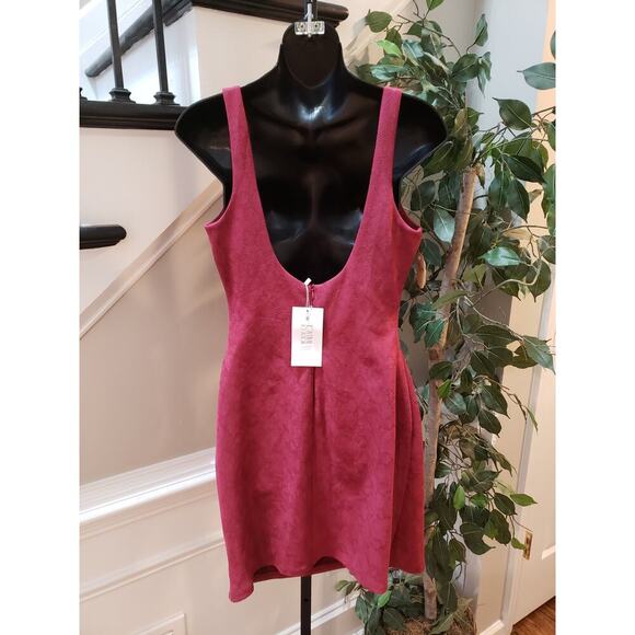 House of Wallace Bodycon Dress Women's Large Red Stretch Back Zip Square Neck - Picture 3 of 14